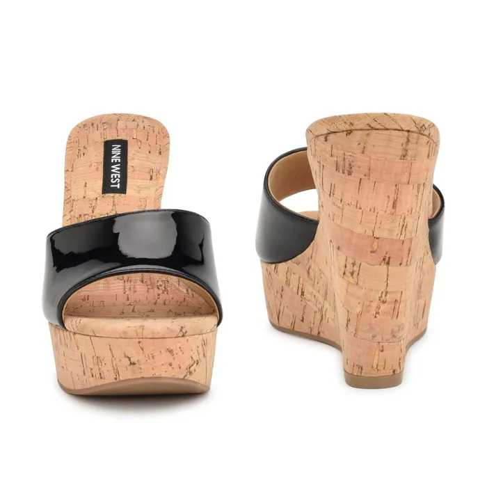 Herden Wedge Slide Sandals Black Women Nine West High Heels Herden Wedge Slide Sandals Black Women Nine West High Heels