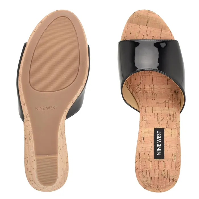 Herden Wedge Slide Sandals Black Women Nine West High Heels Herden Wedge Slide Sandals Black Women Nine West High Heels