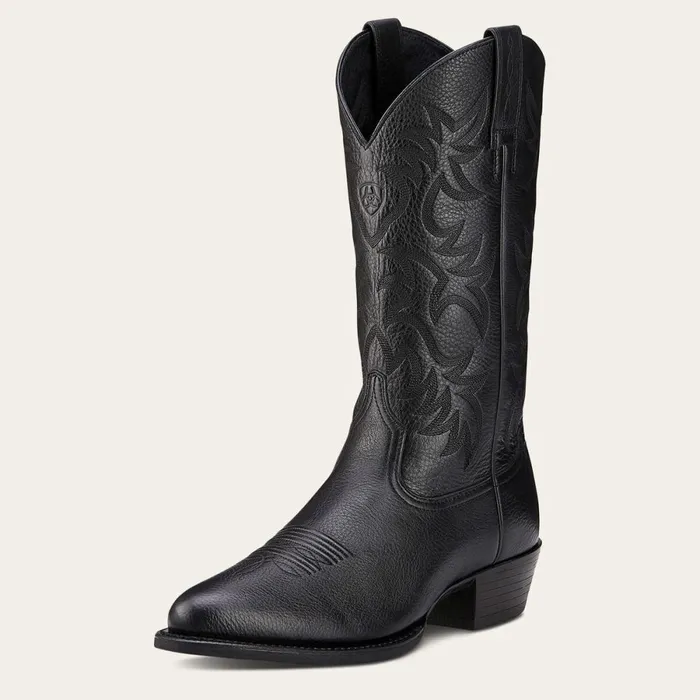 Heritage R Toe Western Boot Black Deertan Men Ariat Western Boots