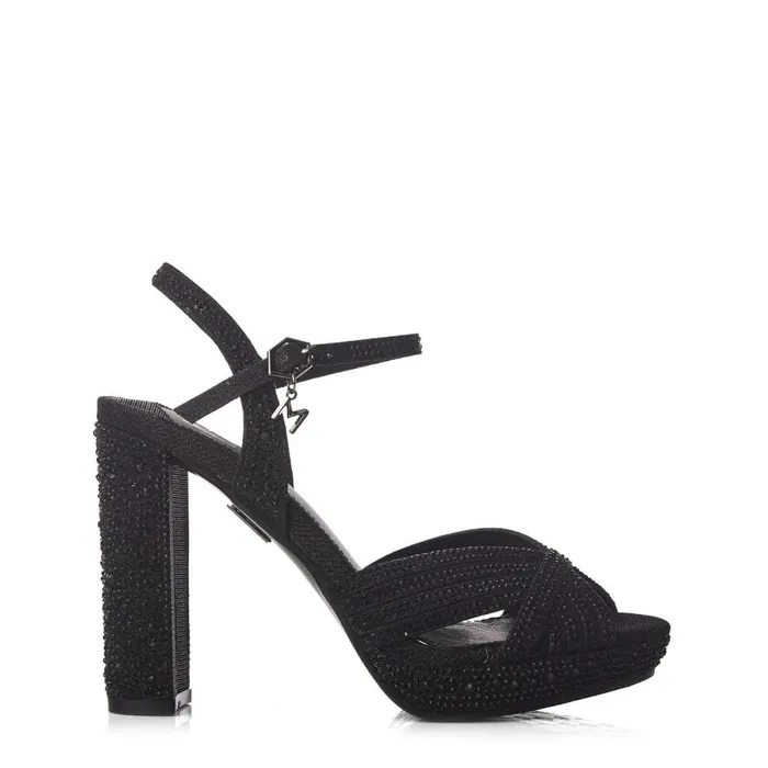 High Heel Shoes Women Moda In Pelle Supernova Black Textile