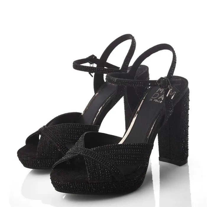 High Heel Shoes Women Moda In Pelle Supernova Black Textile