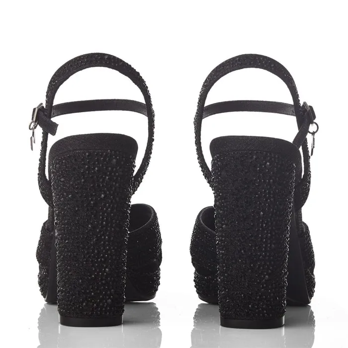 High Heel Shoes Women Moda In Pelle Supernova Black Textile