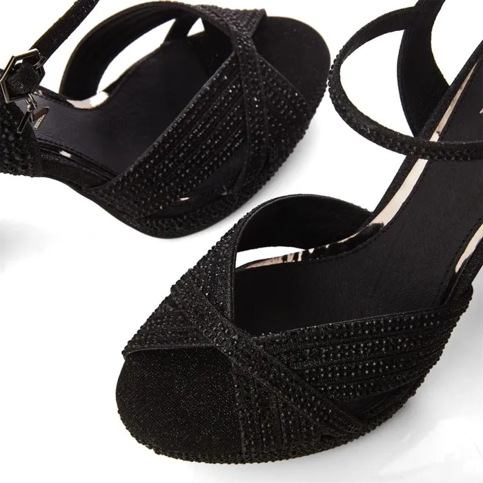 High Heel Shoes Women Moda In Pelle Supernova Black Textile