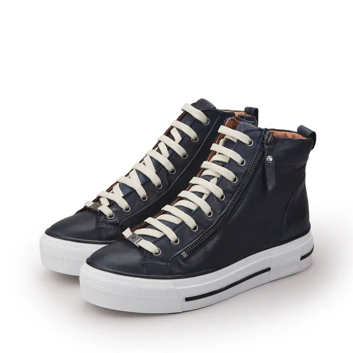 HighTop Trainers Women Moda In Pelle Annaken Navy Leather