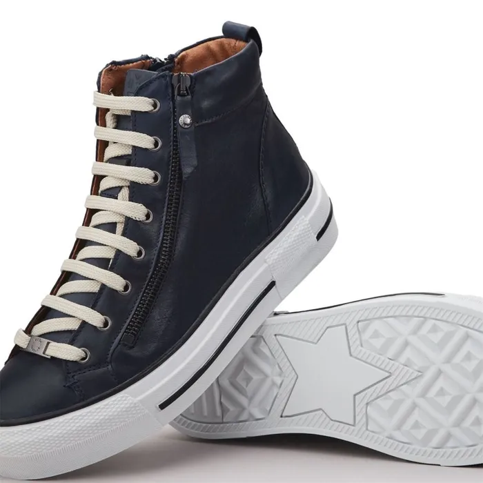 HighTop Trainers Women Moda In Pelle Annaken Navy Leather