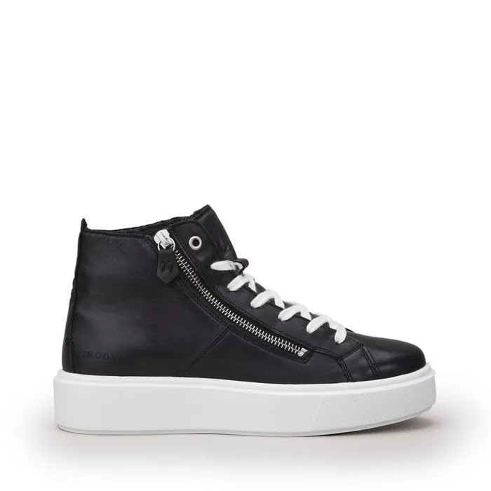 HighTop Trainers Women Moda In Pelle Shoon Sh Implore Black Leather