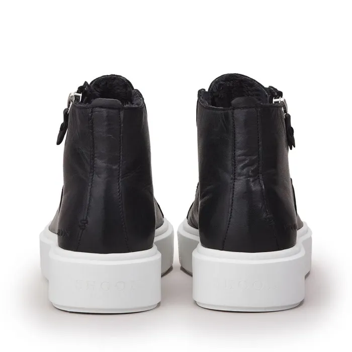 HighTop Trainers Women Moda In Pelle Shoon Sh Implore Black Leather