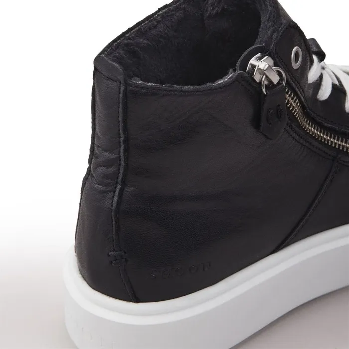 HighTop Trainers Women Moda In Pelle Shoon Sh Implore Black Leather