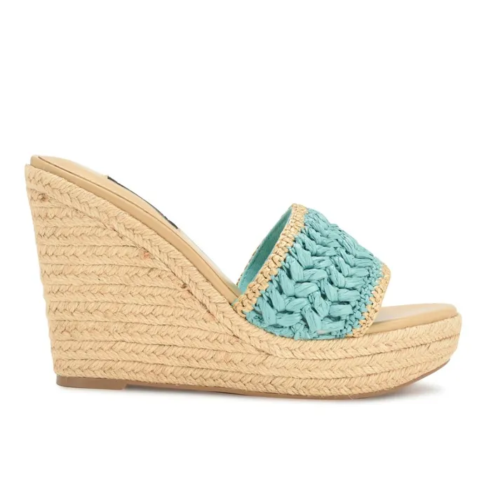 Holand Espadrille Wedge Sandals Aqua Blue Women Nine West Sandals