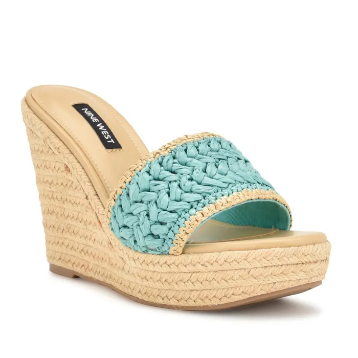 Holand Espadrille Wedge Sandals Aqua Blue Women Nine West Sandals Holand Espadrille Wedge Sandals Aqua Blue Women Nine West Sandals