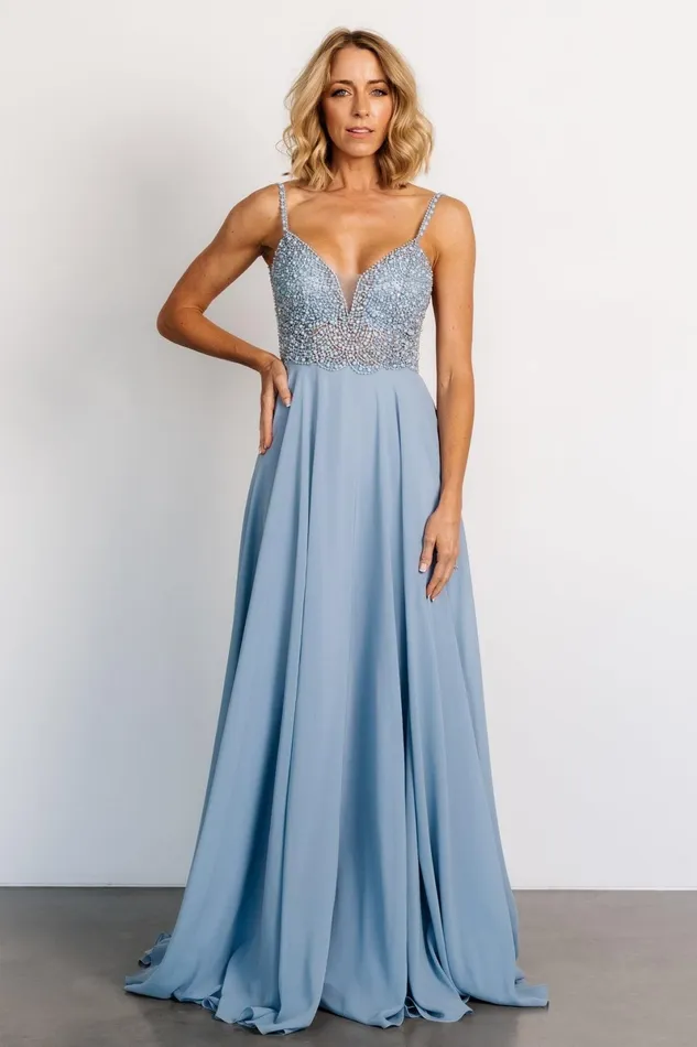 Honor Beaded Bridal Gown Dusty Blue Women Baltic Born Embellished Sequin