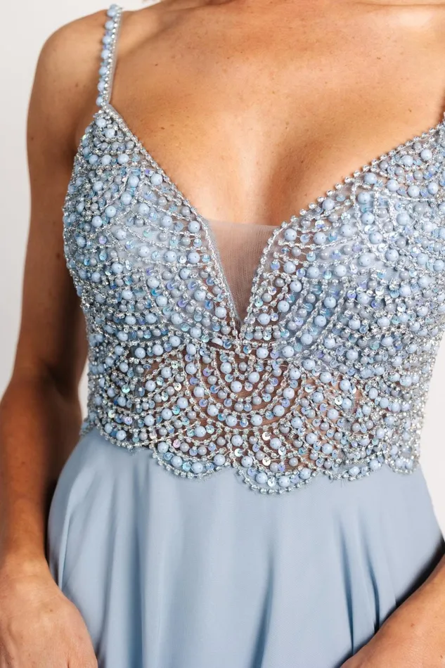 Honor Beaded Bridal Gown Dusty Blue Women Baltic Born Embellished Sequin