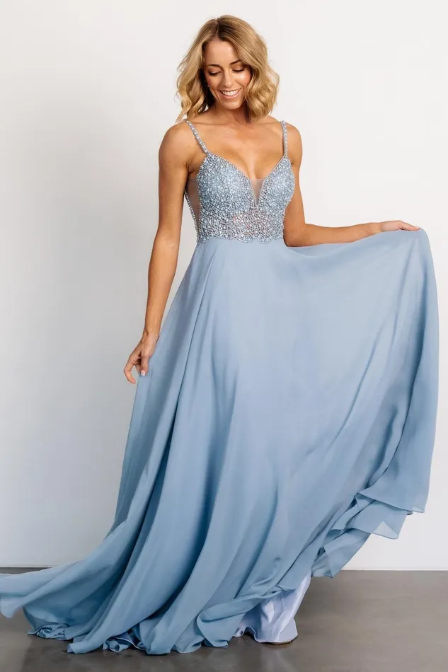 Honor Beaded Bridal Gown Dusty Blue Women Baltic Born Embellished Sequin