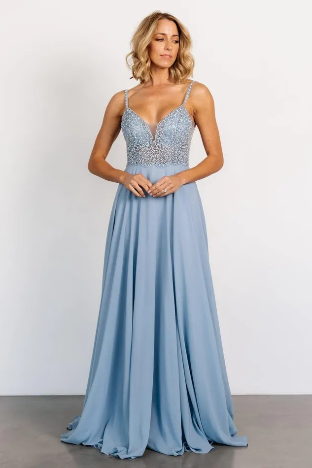 Honor Beaded Bridal Gown Dusty Blue Women Baltic Born Embellished Sequin
