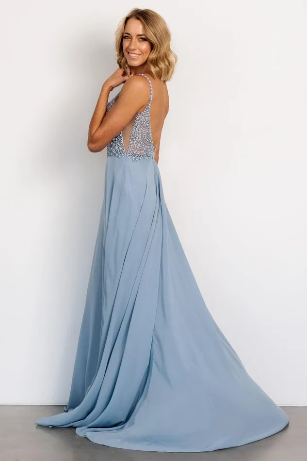 Honor Beaded Bridal Gown Dusty Blue Women Baltic Born Embellished Sequin