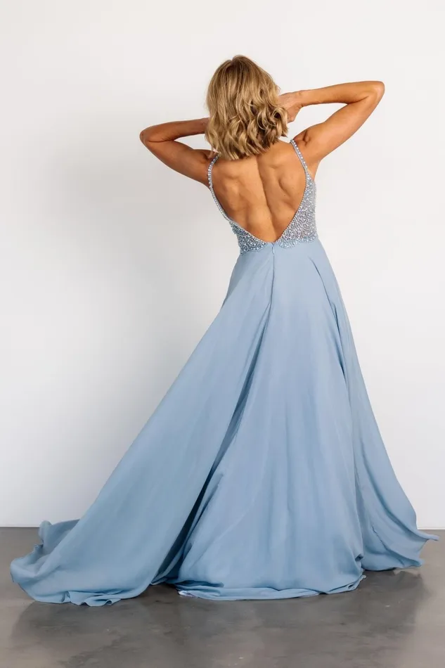 Honor Beaded Bridal Gown Dusty Blue Women Baltic Born Embellished Sequin