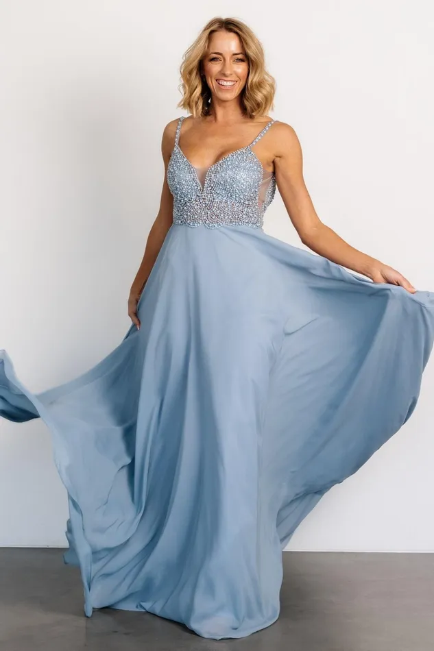 Honor Beaded Bridal Gown Dusty Blue Women Baltic Born Embellished Sequin