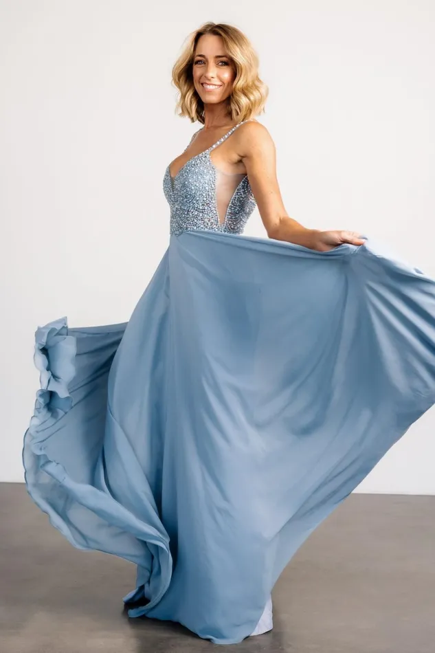 Honor Beaded Bridal Gown Dusty Blue Women Baltic Born Embellished Sequin
