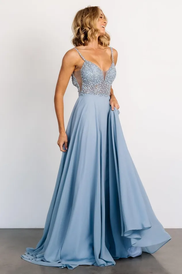 Honor Beaded Bridal Gown Dusty Blue Women Baltic Born Embellished Sequin