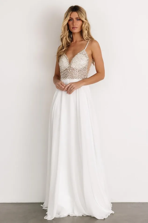 Honor Beaded Bridal Gown Off White Women Baltic Born Embellished Sequin