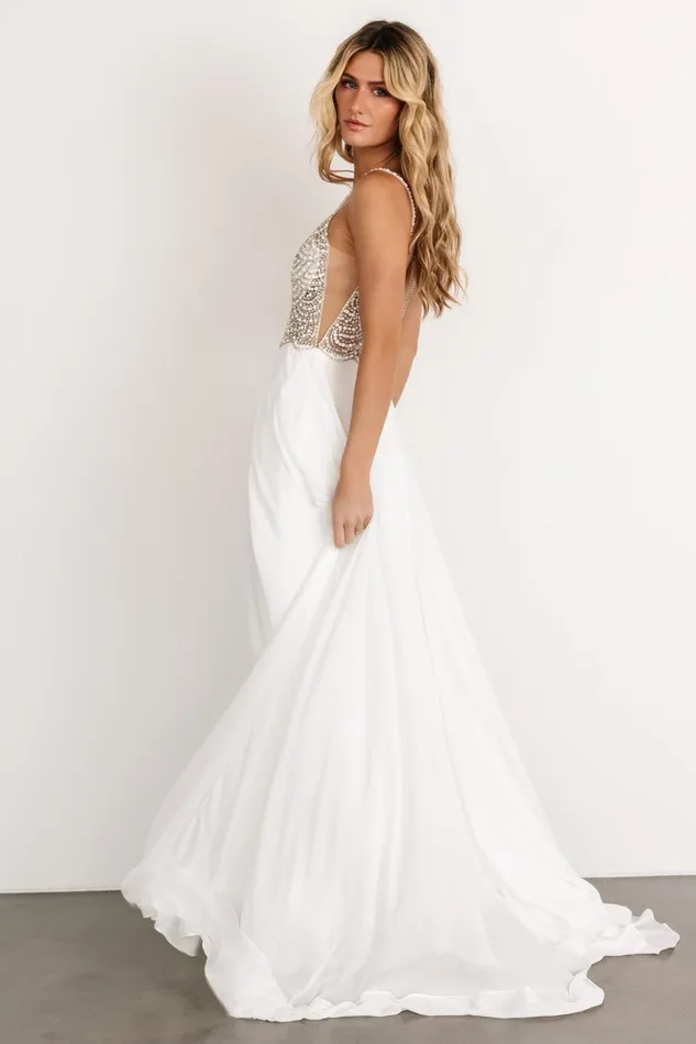 Honor Beaded Bridal Gown Off White Women Baltic Born Embellished Sequin Honor Beaded Bridal Gown Off White Women Baltic Born Embellished Sequin