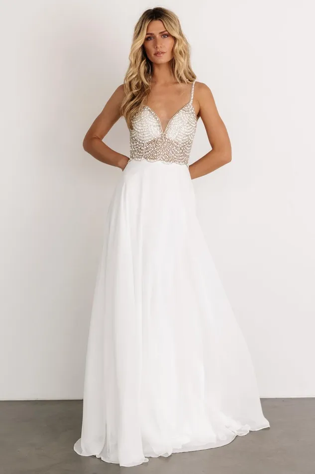 Honor Beaded Bridal Gown Off White Women Baltic Born Embellished Sequin Honor Beaded Bridal Gown Off White Women Baltic Born Embellished Sequin