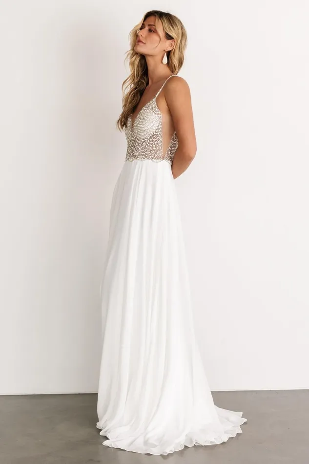 Honor Beaded Bridal Gown Off White Women Baltic Born Embellished Sequin Honor Beaded Bridal Gown Off White Women Baltic Born Embellished Sequin