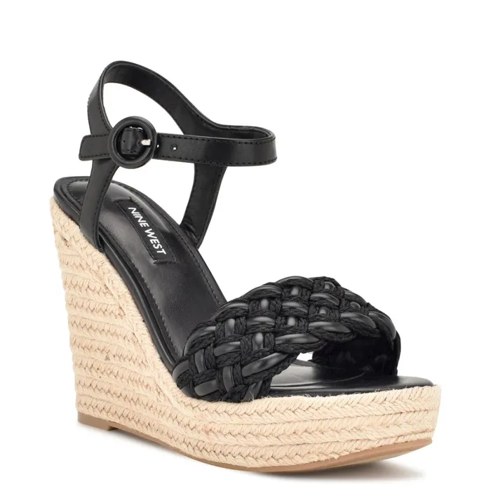 Hosana Espadrille Wedge Sandals Black Women Nine West High Heels Hosana Espadrille Wedge Sandals Black Women Nine West High Heels