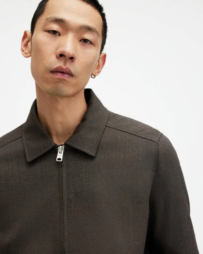 Howl Wool Blend Textured Jacket Brown Men AllSaints Jackets and Coats