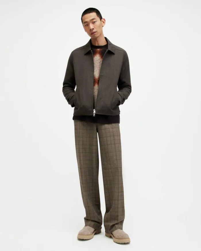 Howl Wool Blend Textured Jacket Brown Men AllSaints Jackets and Coats