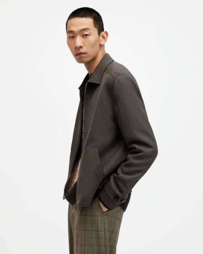 Howl Wool Blend Textured Jacket Brown Men AllSaints Jackets and Coats