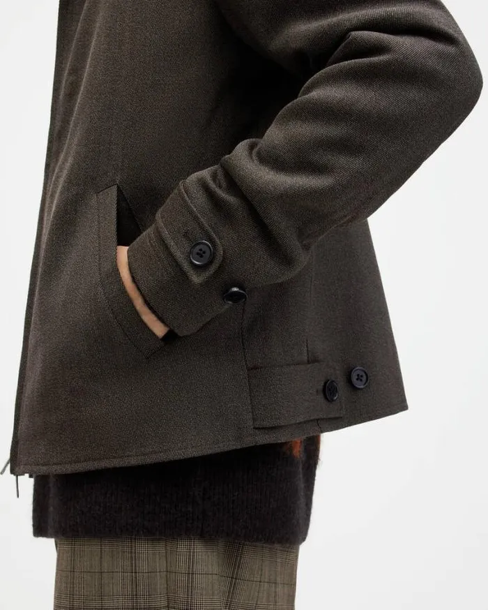 Howl Wool Blend Textured Jacket Brown Men AllSaints Jackets and Coats
