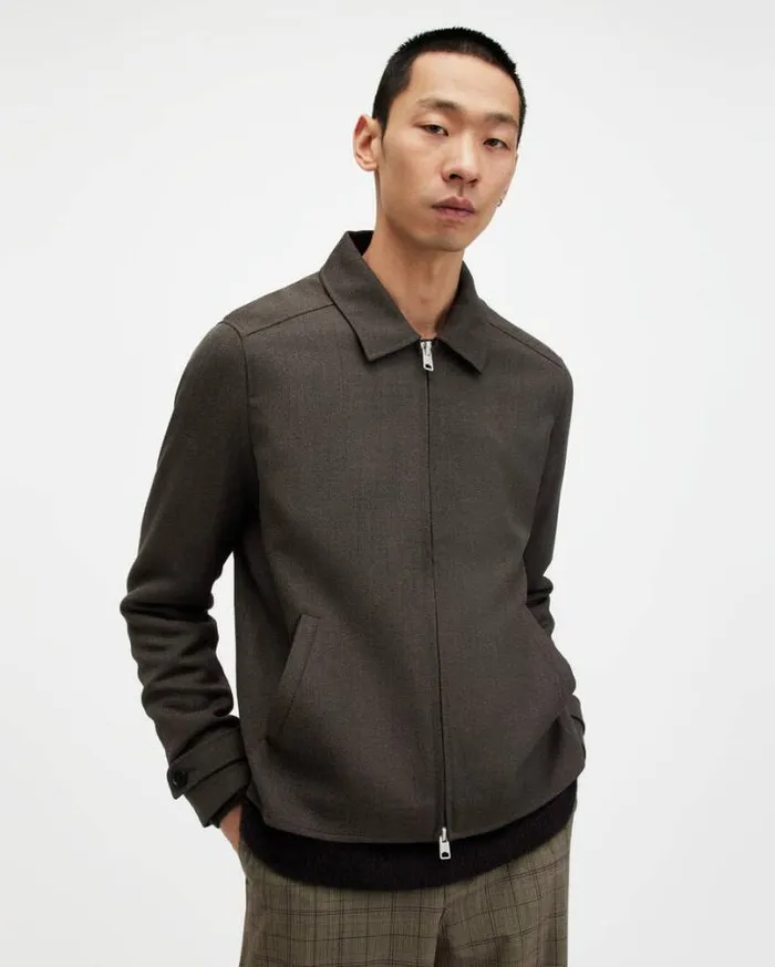 Howl Wool Blend Textured Jacket Brown Men AllSaints Jackets and Coats