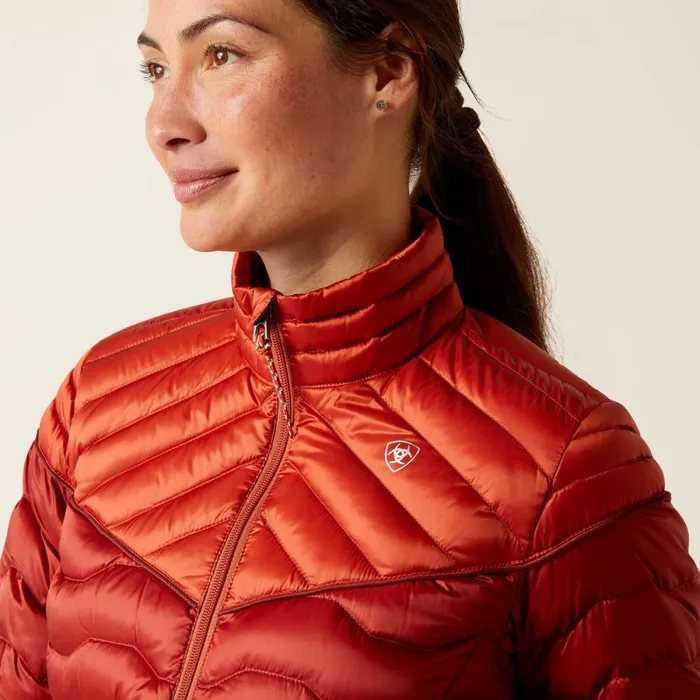 Ideal Down Jacket Iridescent Red Ochreburnt Bri Women Ariat Jackets and Vests