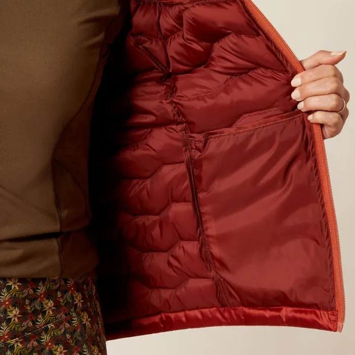 Ideal Down Jacket Iridescent Red Ochreburnt Bri Women Ariat Jackets and Vests