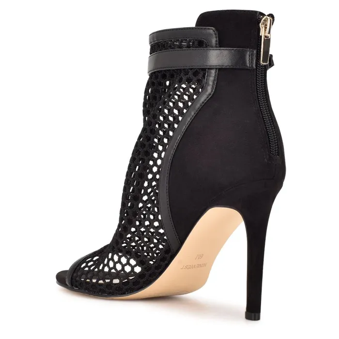 Ididit Mesh Peep Toe Booties Black Women Nine West Boots and Booties Ididit Mesh Peep Toe Booties Black Women Nine West Boots and Booties