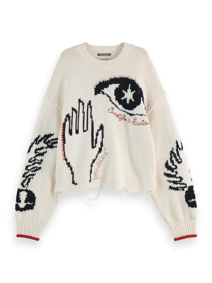 INTARSIA OVERSIZED PULLOVER Soft Ice Women Scotch and Soda Knitwear