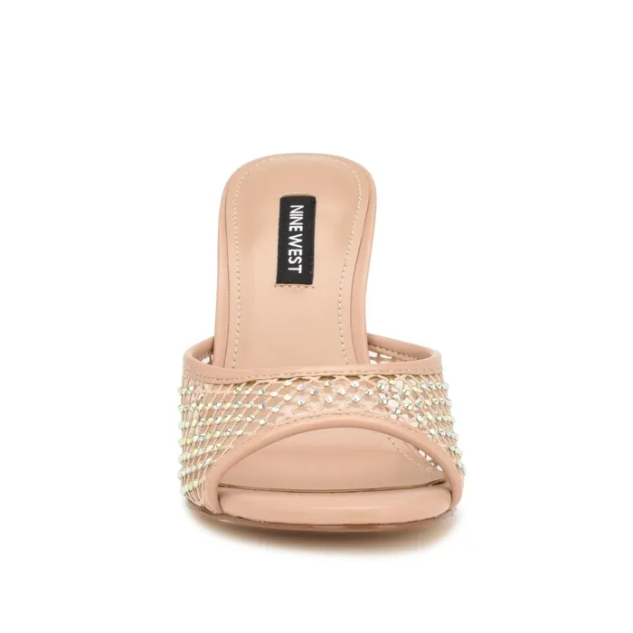 Iriep Heeled Slide Sandals Light Natural Mesh Women Nine West High Heels Iriep Heeled Slide Sandals Light Natural Mesh Women Nine West High Heels