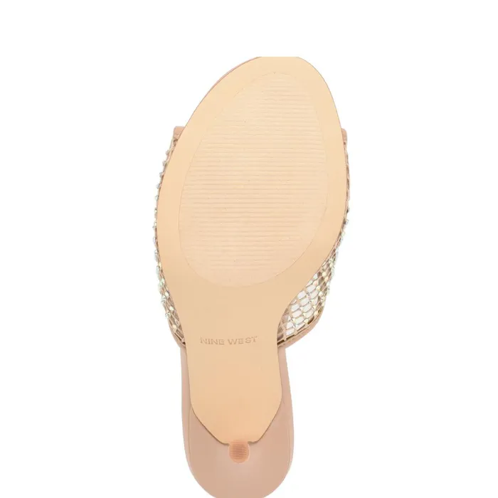 Iriep Heeled Slide Sandals Light Natural Mesh Women Nine West High Heels Iriep Heeled Slide Sandals Light Natural Mesh Women Nine West High Heels