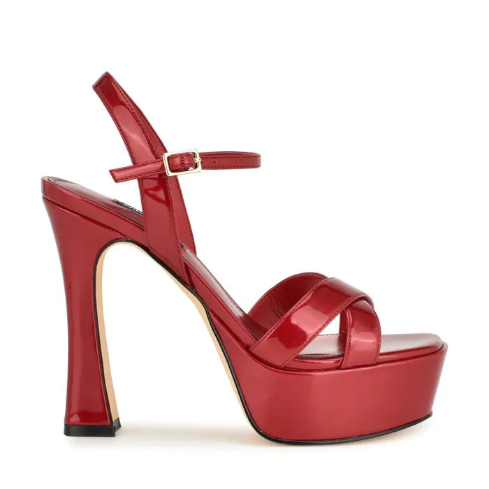 Iriv Platform Sandals Red Patent Women Nine West Platforms
