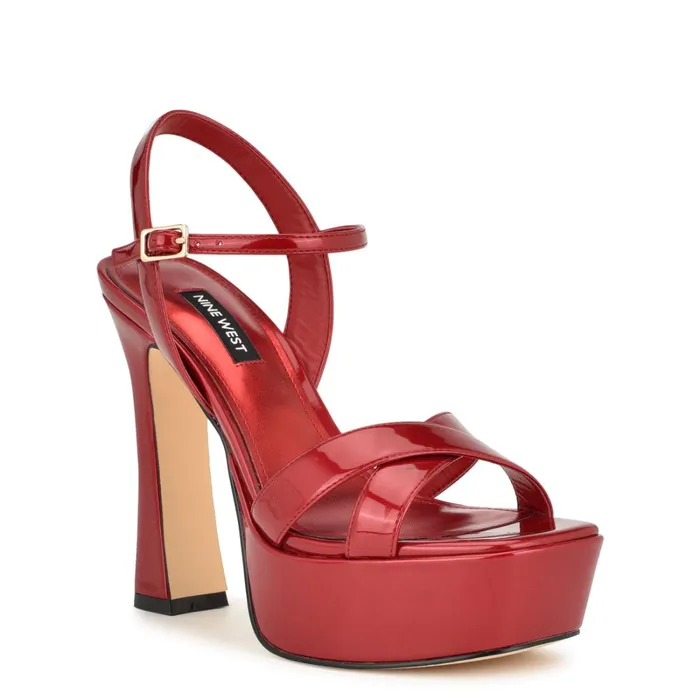 Iriv Platform Sandals Red Patent Women Nine West Platforms Iriv Platform Sandals Red Patent Women Nine West Platforms