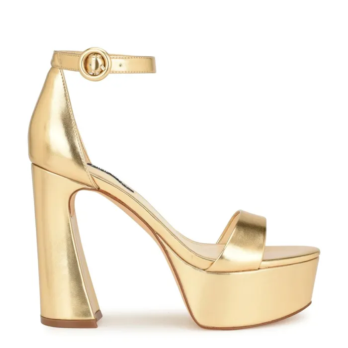 Ivana Ankle Strap Sandals Platino Women Nine West High Heels