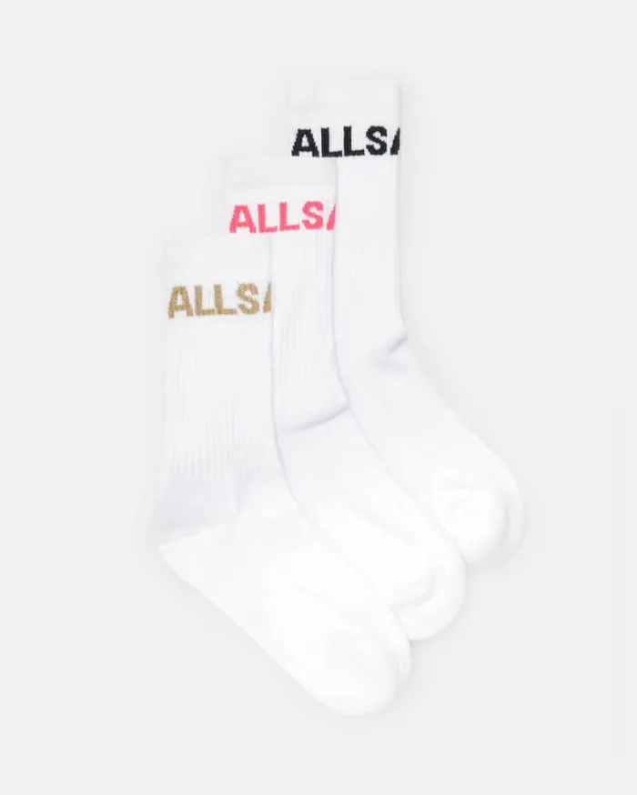 Jae Logo Socks 3 Pack White Multi Women AllSaints Accessories