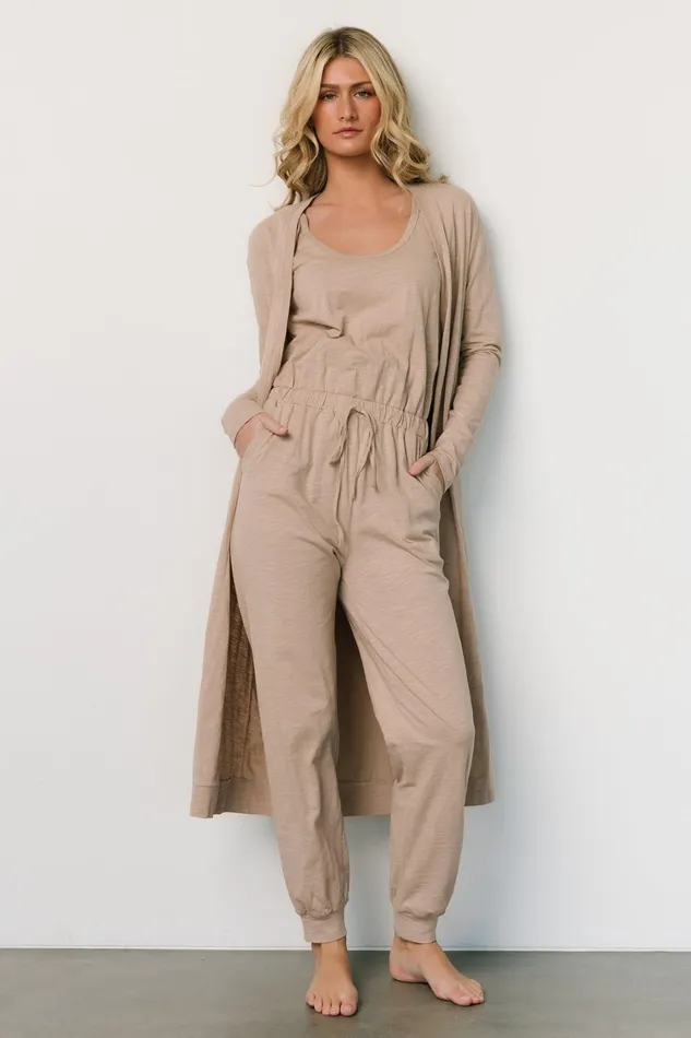 Janae Jumpsuit Cardigan Set Oatmeal Women Baltic Born Cardigans