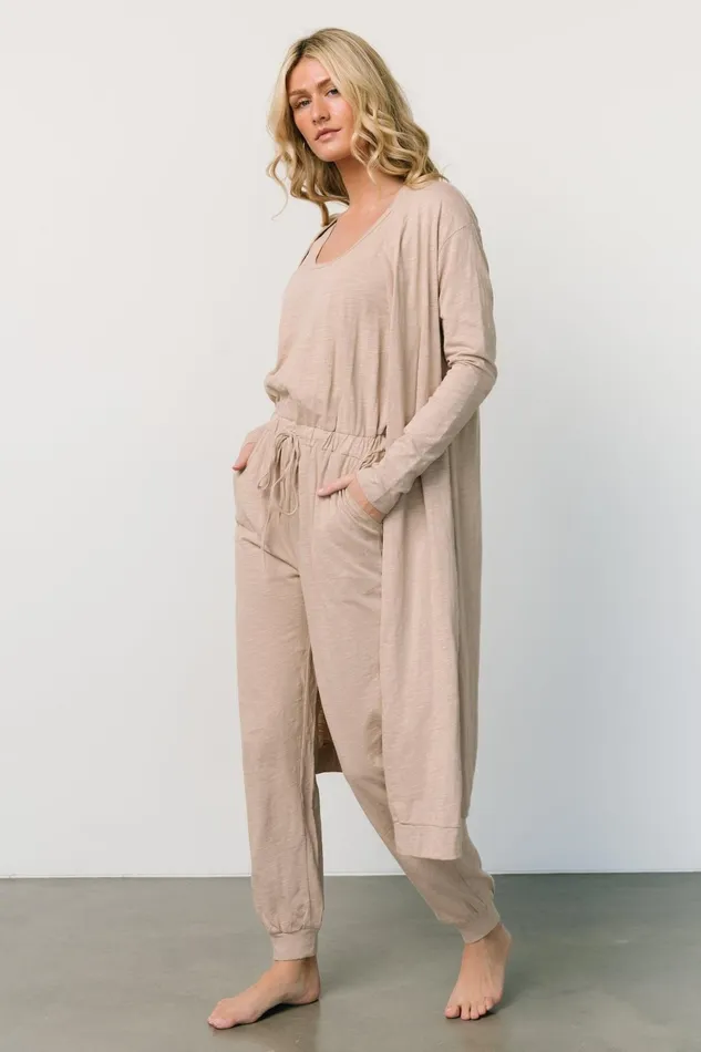 Janae Jumpsuit Cardigan Set Oatmeal Women Baltic Born Cardigans