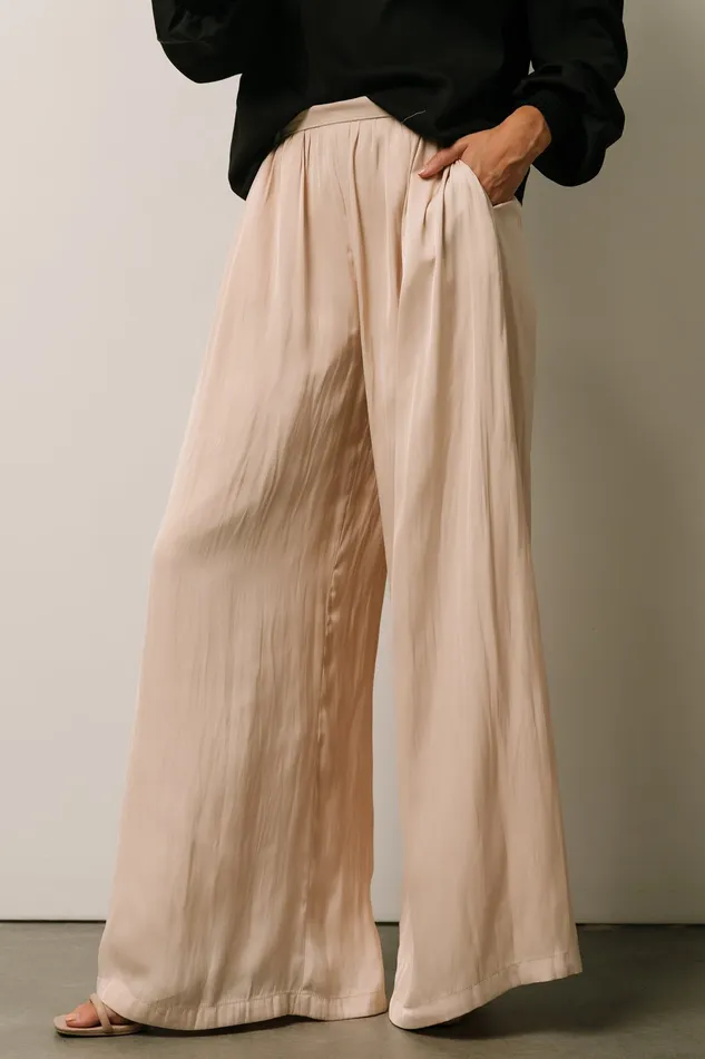 Jayla Palazzo Satin Pant Champagne Women Baltic Born Pants