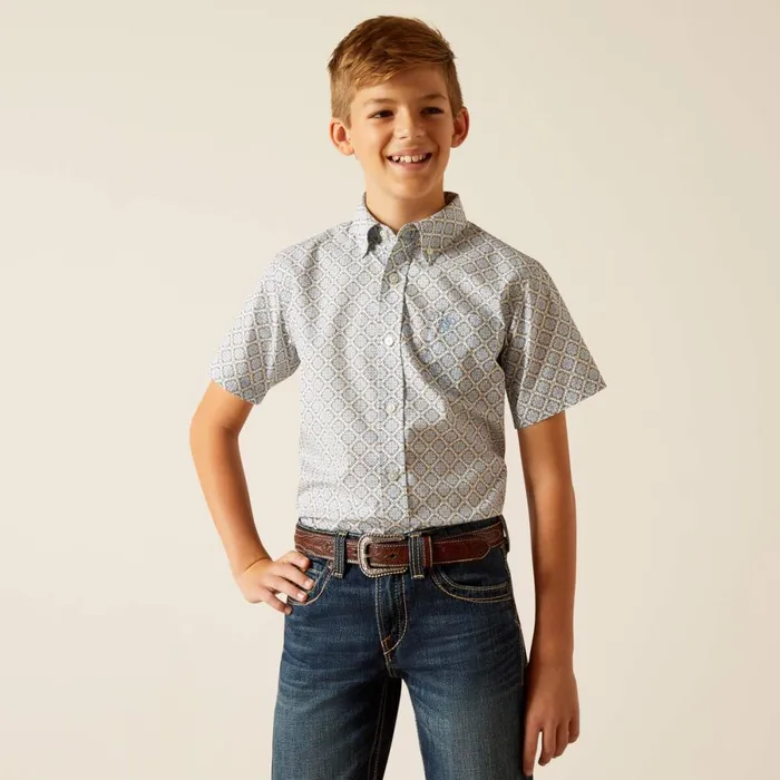 Jett Classic Fit Shirt Ceramic Teal Kids Ariat Button Down Shirts