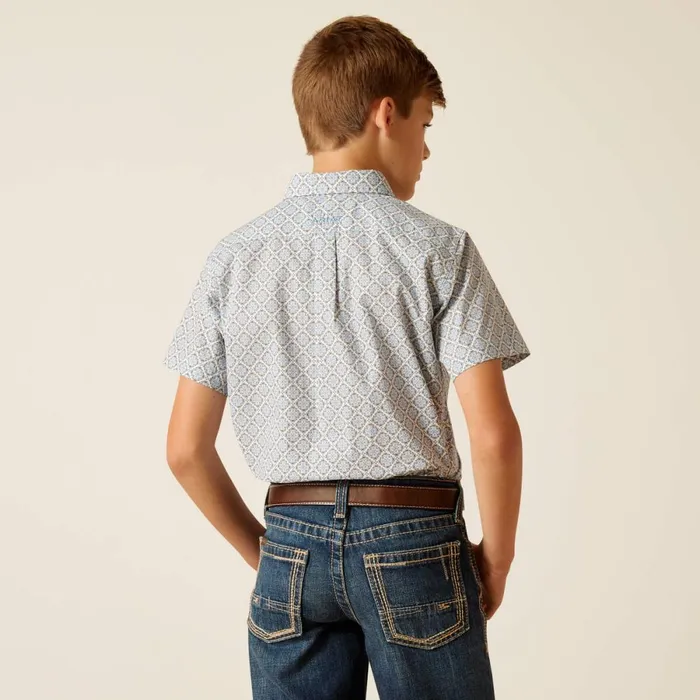 Jett Classic Fit Shirt Ceramic Teal Kids Ariat Button Down Shirts Jett Classic Fit Shirt Ceramic Teal Kids Ariat Button Down Shirts