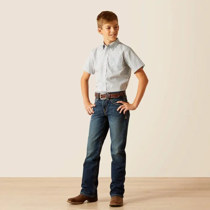 Jett Classic Fit Shirt Ceramic Teal Kids Ariat Button Down Shirts Jett Classic Fit Shirt Ceramic Teal Kids Ariat Button Down Shirts