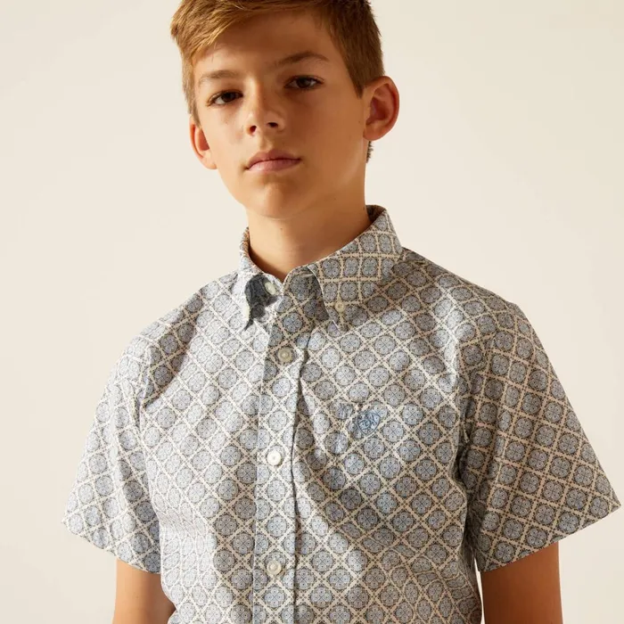 Jett Classic Fit Shirt Ceramic Teal Kids Ariat Button Down Shirts Jett Classic Fit Shirt Ceramic Teal Kids Ariat Button Down Shirts